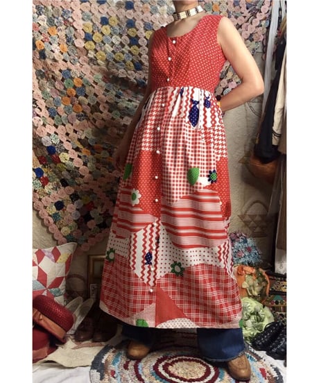 1970's flower ＆ fish one-piece