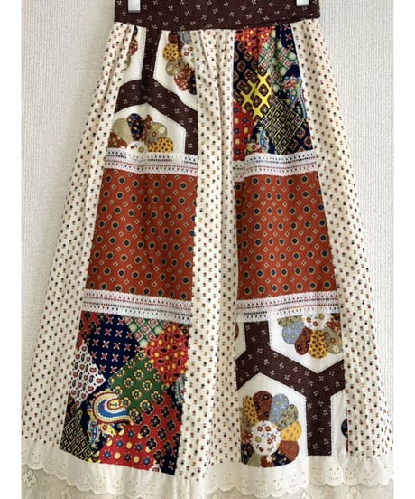 70's patchwork print skirt
