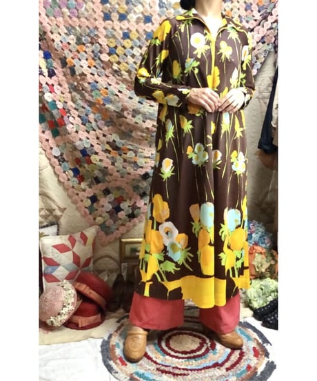 70's flower easy dress