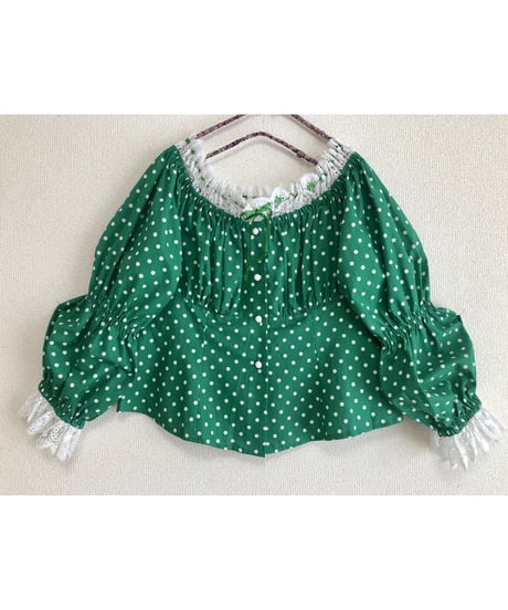 balloon sleeve polka dots blouse