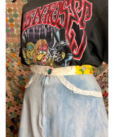 70's denim × patchwork skirt
