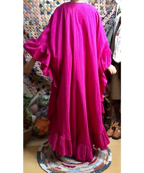 80s ruffle cotton dress