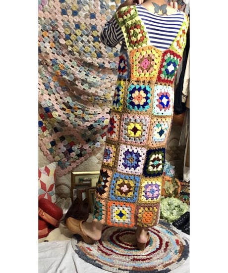 granny square one-piece beige