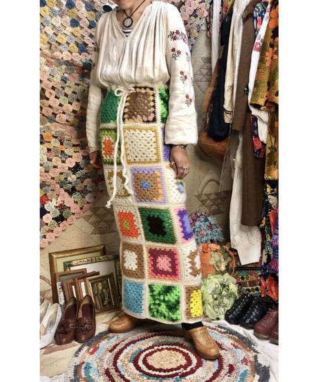 granny square skirt white