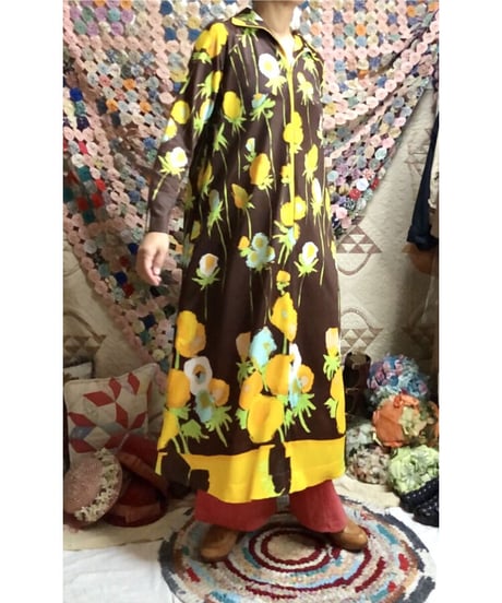 70's flower easy dress