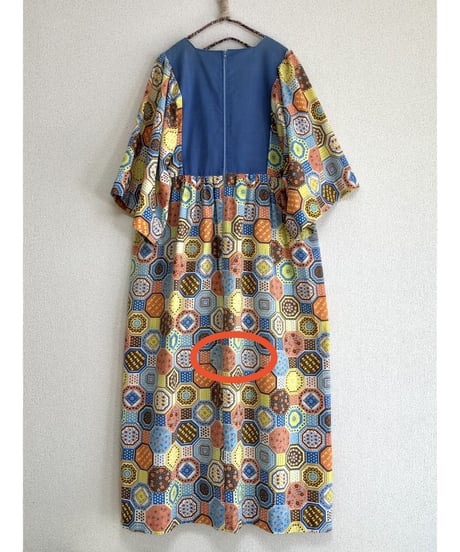 70's patchwork print one-piece ②