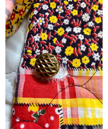 70s patchwork print quilted skirt