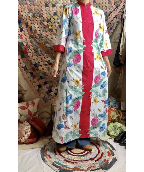 70's flower easy dress