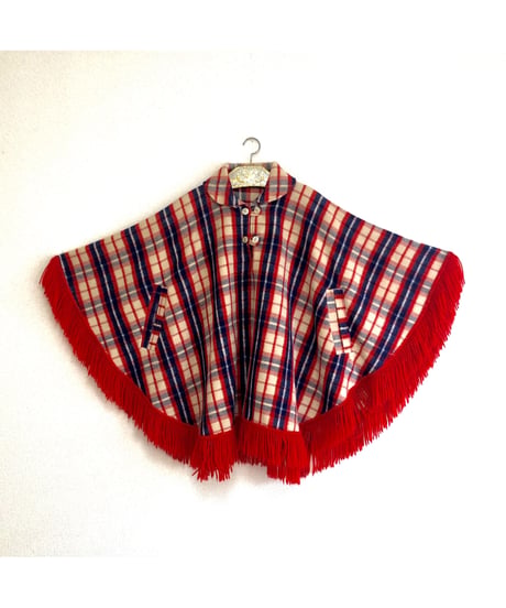 plaid fringe cape