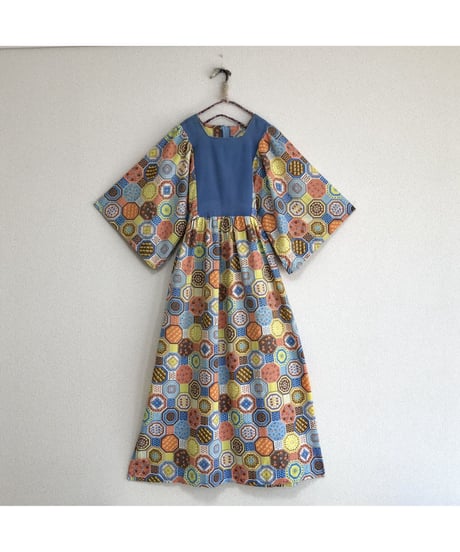 70's patchwork print one-piece ②