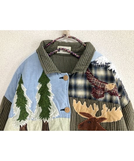 patchwork animal motif quilting jacket
