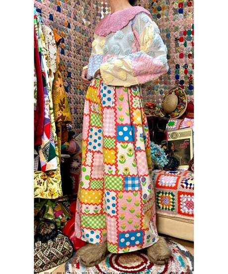 super wide leg pants（70s fabric）