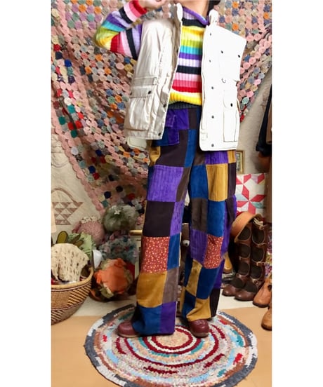 corduroy patchwork pants