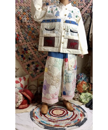 forest motif quilting jacket