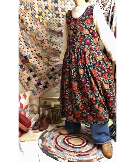 corduroy flower one-piece