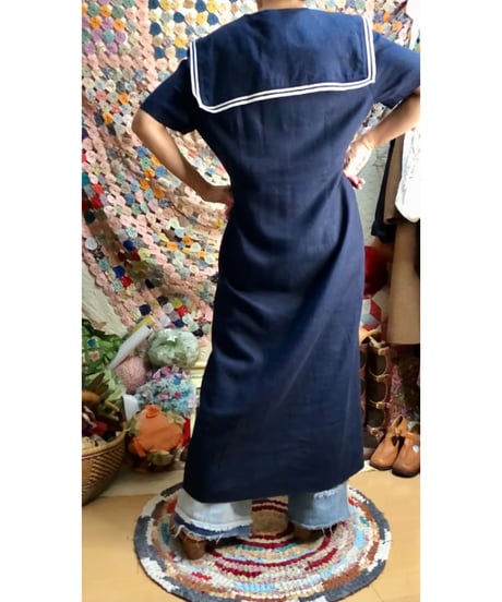 sailor collar linen dress