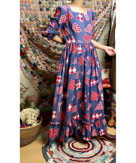 70s patch print dress