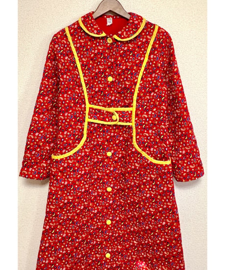 70s flower quilted robe