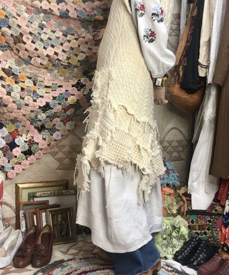 original upcycling cable  knit  vest one-piece
