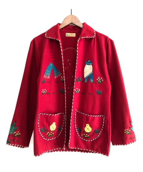 50s mexican wool patch jacket