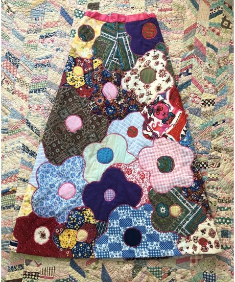 vintage patchwork quilt flower skirt