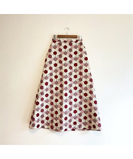 70s  patchwork print quilting skirt