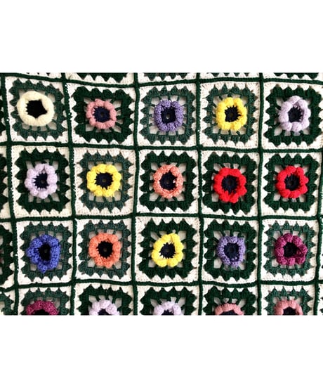 3D granny square flower blanket