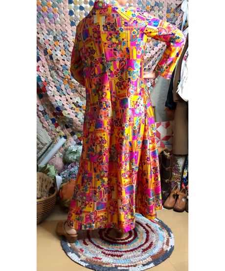 70s  psychedelic flower dress