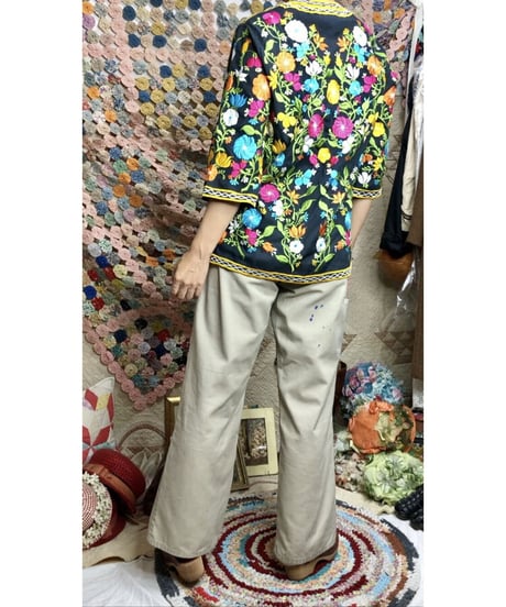 60's floral embroidered shirts
