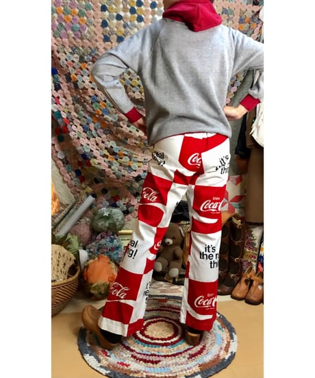 70s coca-cola print cotton pants