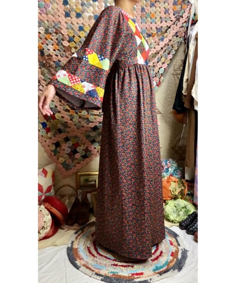 70's patchwork print dress
