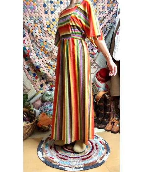 60s mulch stripe pile dress