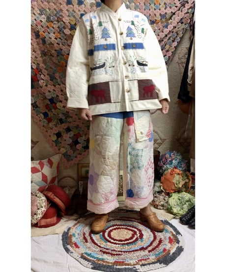 forest motif quilting jacket