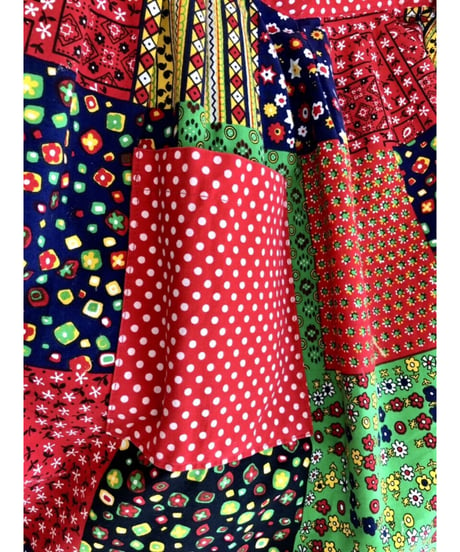 patchwork print apron dress
