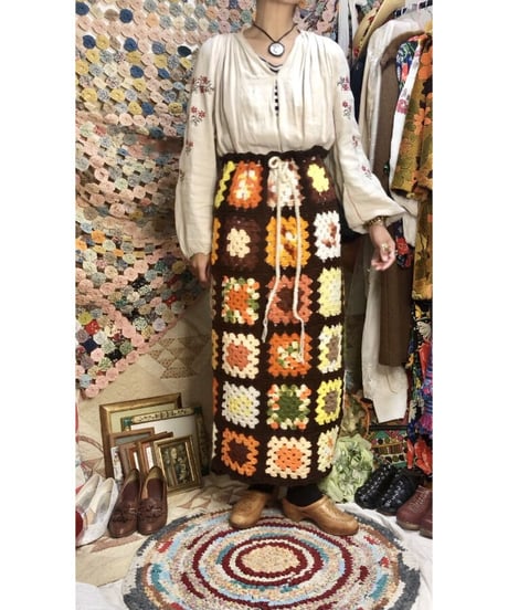 granny square skirt brown