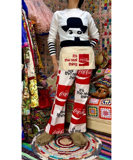 70s coca-cola print cotton pants