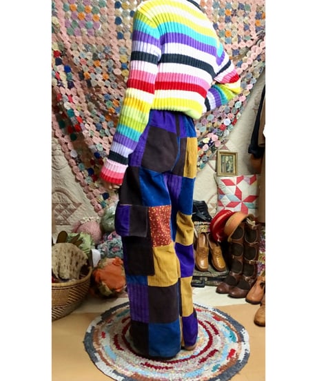 corduroy patchwork pants