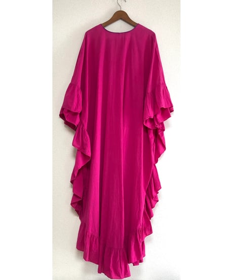 80s ruffle cotton dress