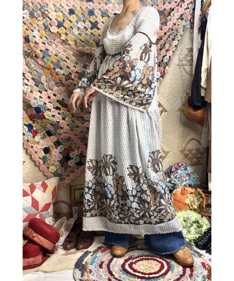 botanical flare sleeve one-piece