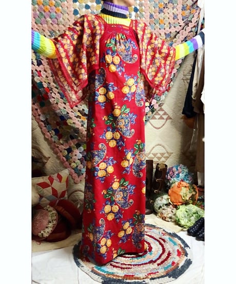 70's flower cotton dress