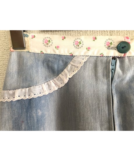 70's denim × patchwork skirt