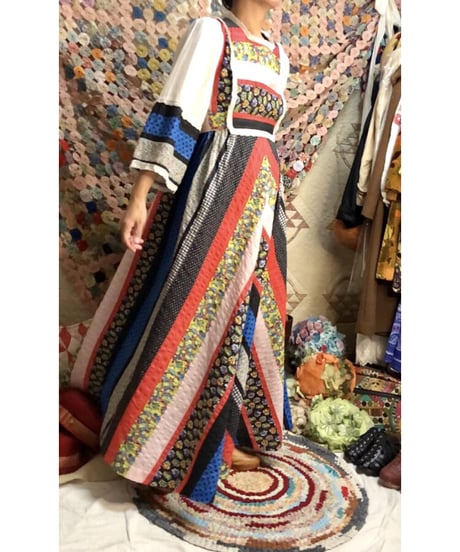 70's patchwork print one-piece