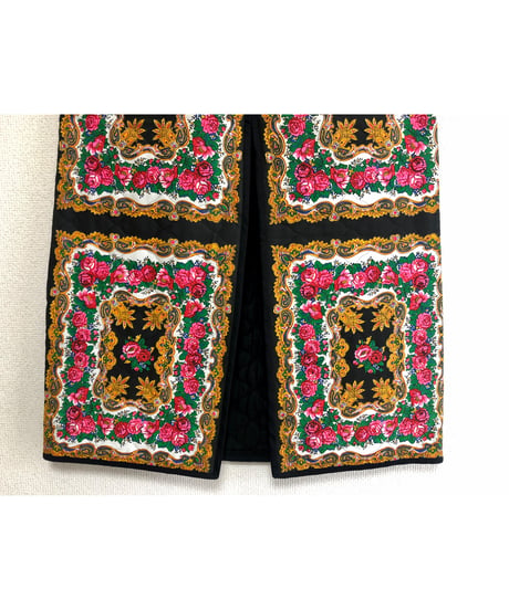 70s paisley and flower quilting skirt