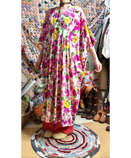 70s flower easy dress