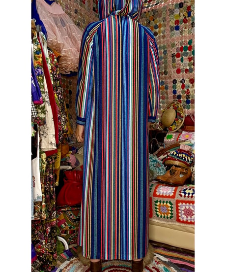 70s stripe hoodie pile dress