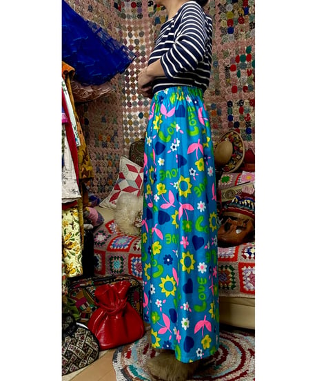 love and flower super wide leg pants（60-70s fabric）