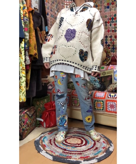 heart motif ecuador sweater