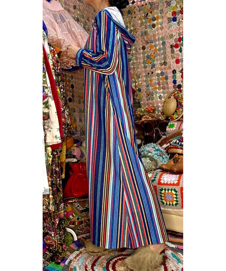 70s stripe hoodie pile dress