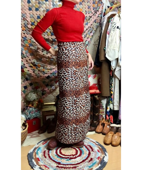 70s quilting leopard skirt