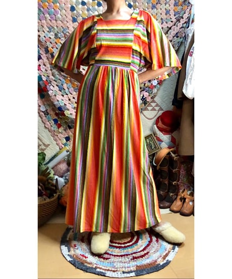 60s mulch stripe pile dress